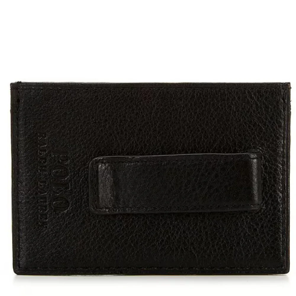 Polo Ralph Lauren Pebbled Card Case with Money Clip